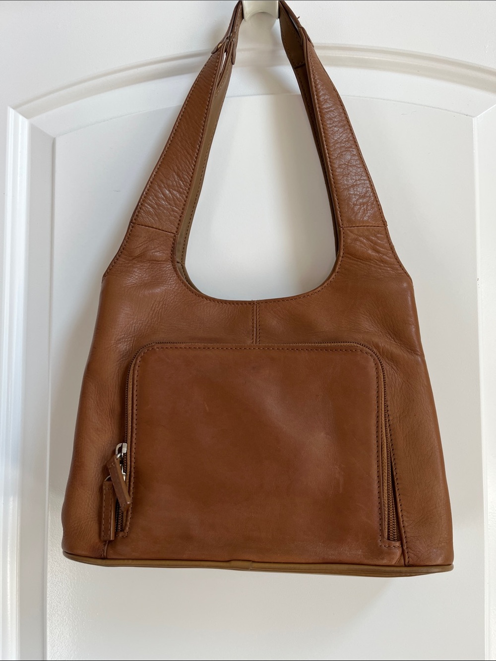 Great American Leather Works Classic Brown Leather Shoulder Bag Color Cognac